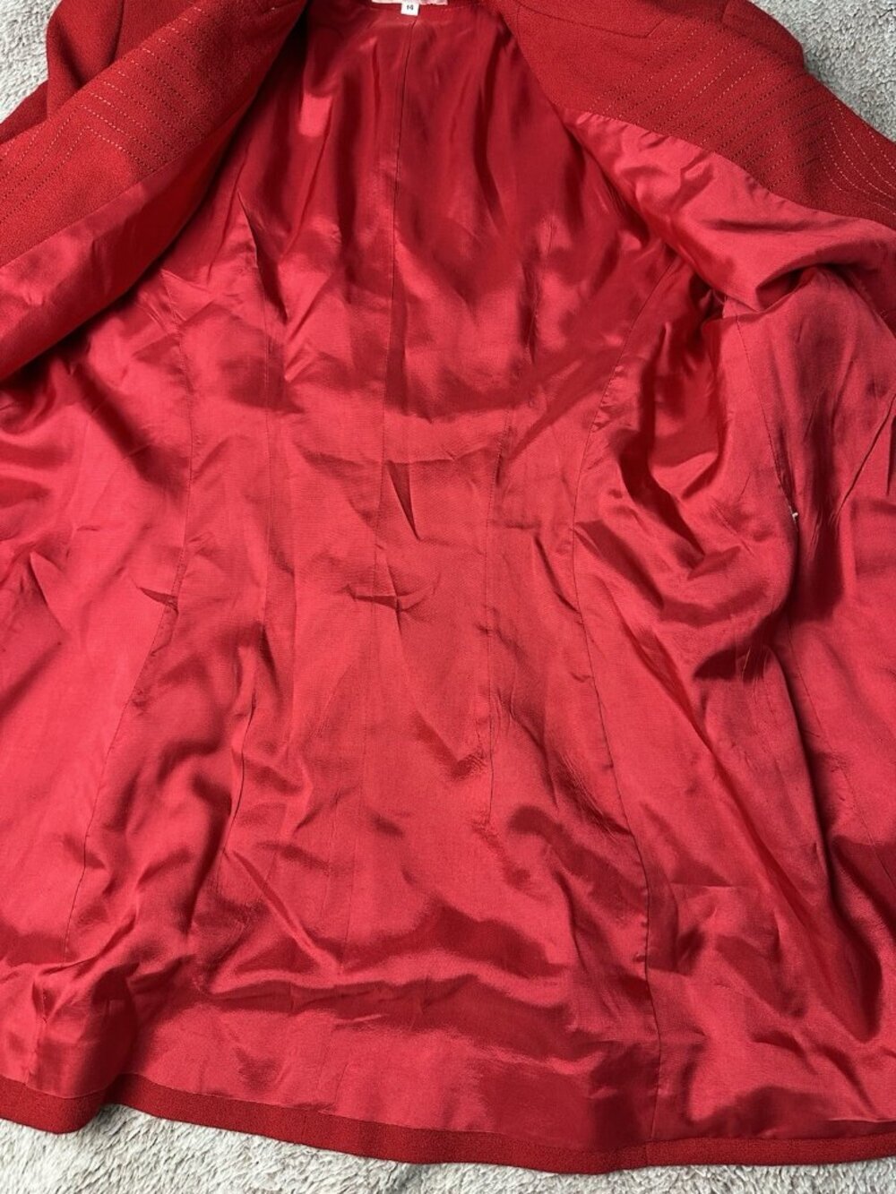 VTG Alberto Makali Red Power Blazer Jacket Gold Greek Key Lion Sunburst Size 14 - Picture 11 of 14